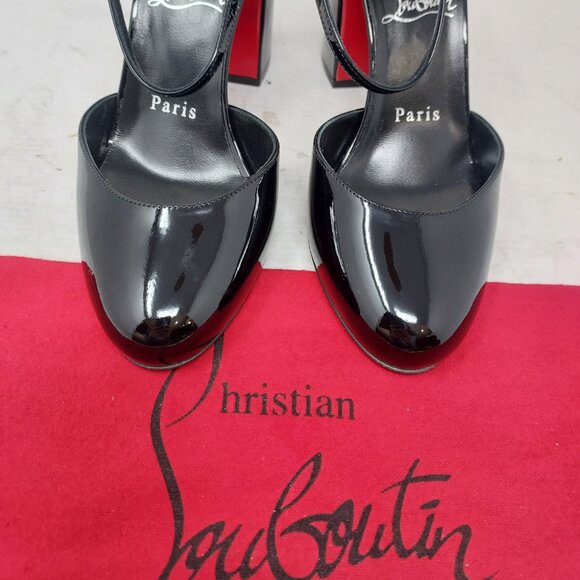 Christian Louboutin Jane Patent Strappy Slingback Pumps - Picture 10 of 12